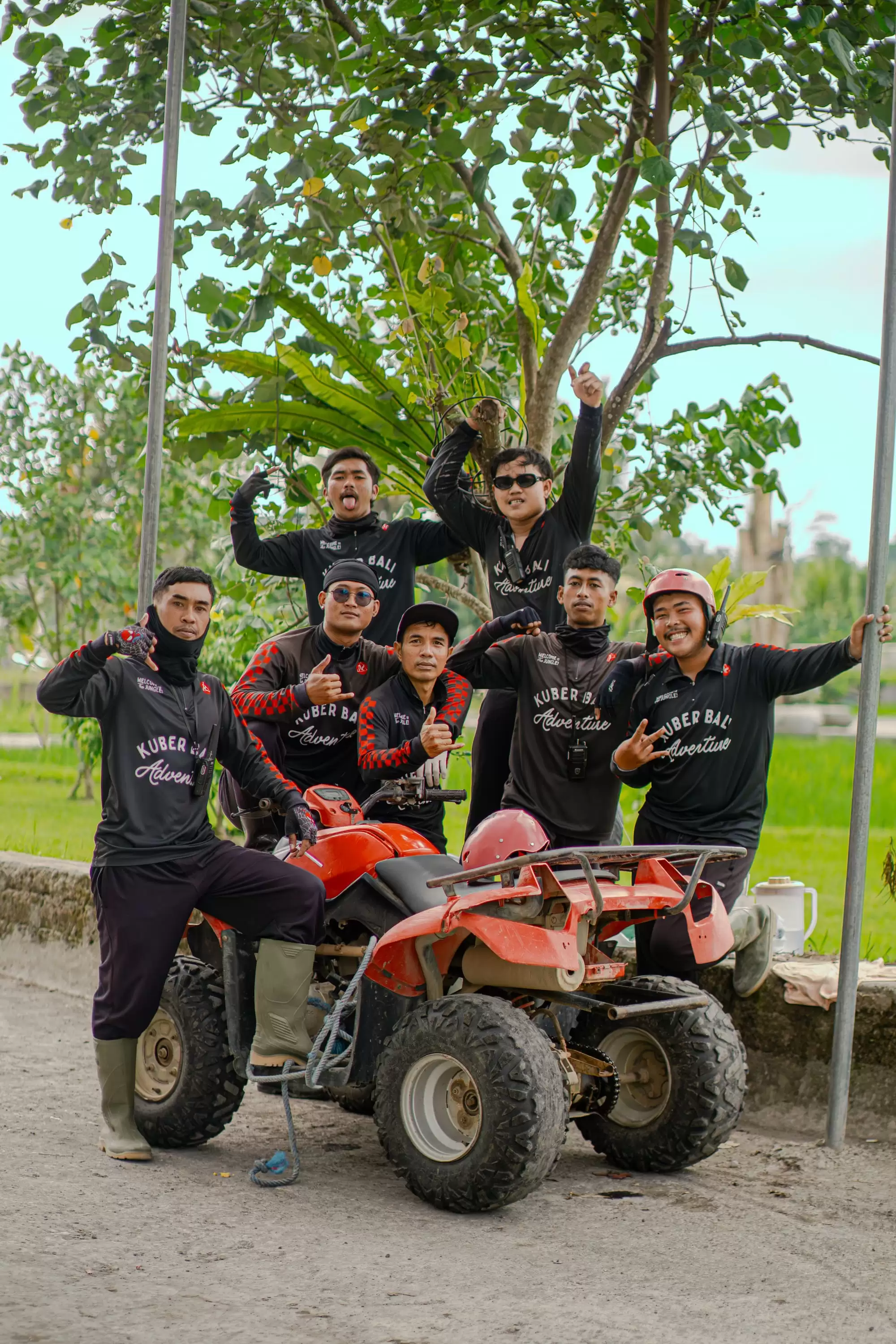 ATV riders on a jungle trail near Ubud