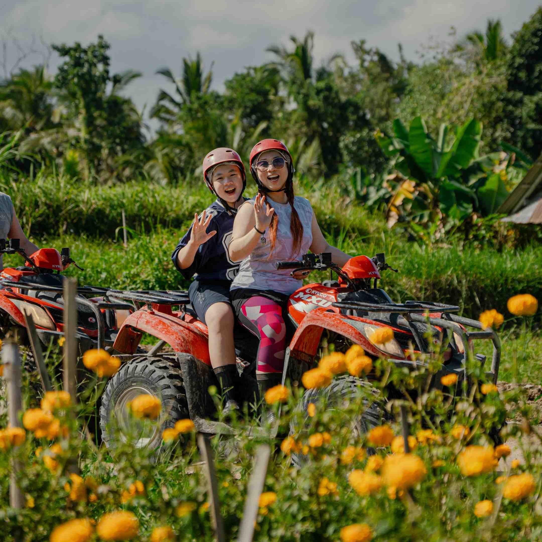 ATV convoy on a plantation trail